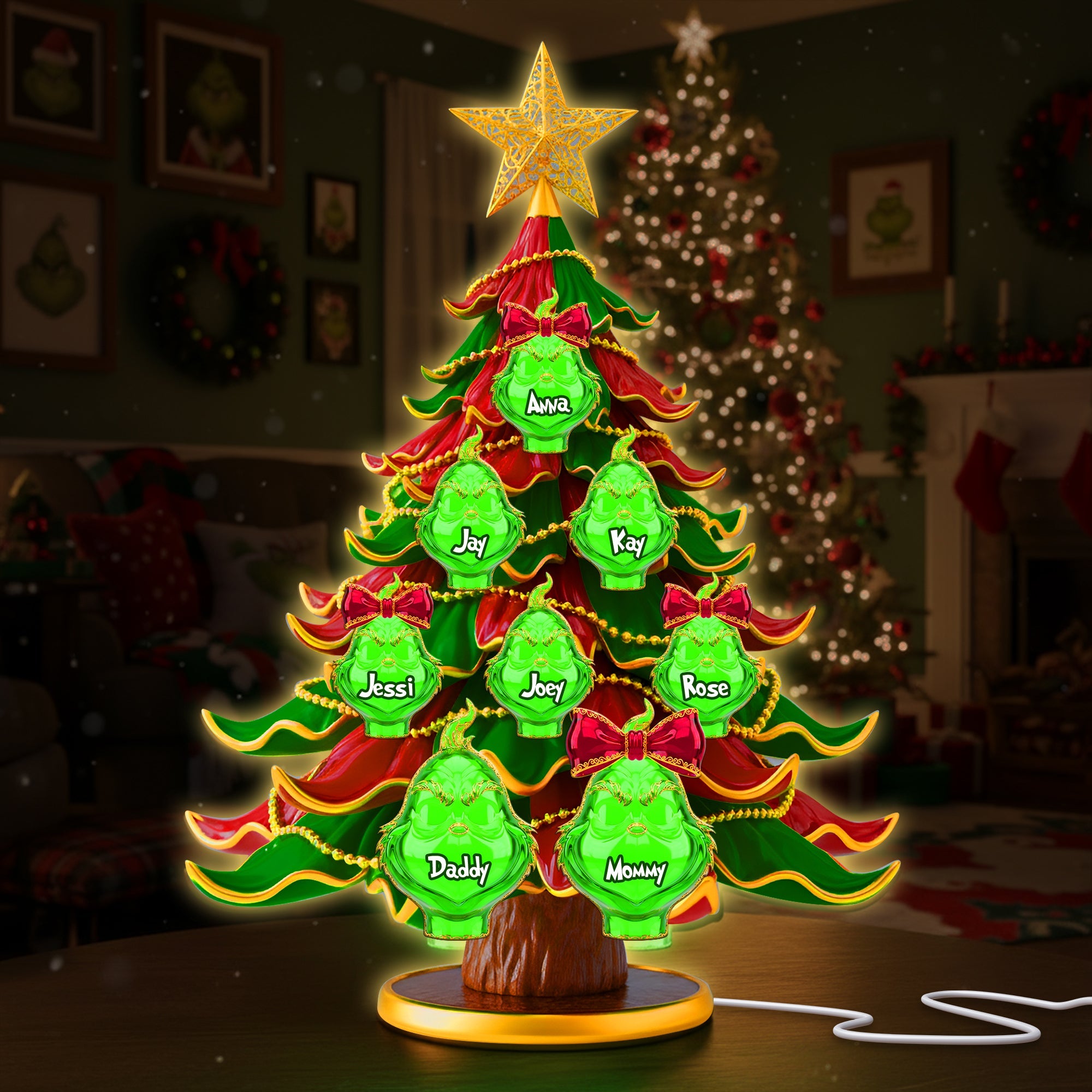 "Illuminate Your Family Tree!" - Green Family Tree Light Box - Personalized Gift for Family Light Box PopCulturePrints