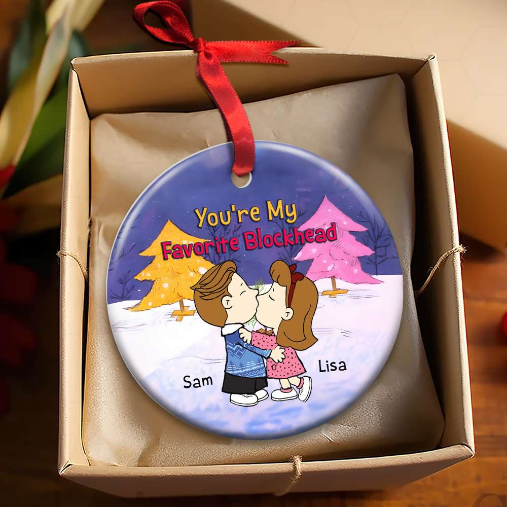 Personalized Romantic Christmas Ornament for Couples | Custom Ceramic Gift | Valentine's Day Gifts Ornament PopCulturePrints