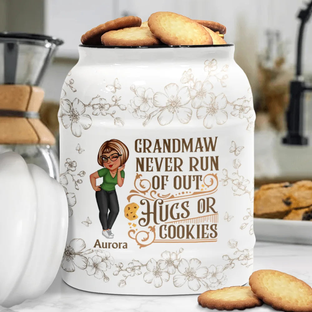 Grandmas Never Run Out Of Hugs Or Cookies - Custom Personalized Cookie Jar Cookie Jar PopCulturePrints