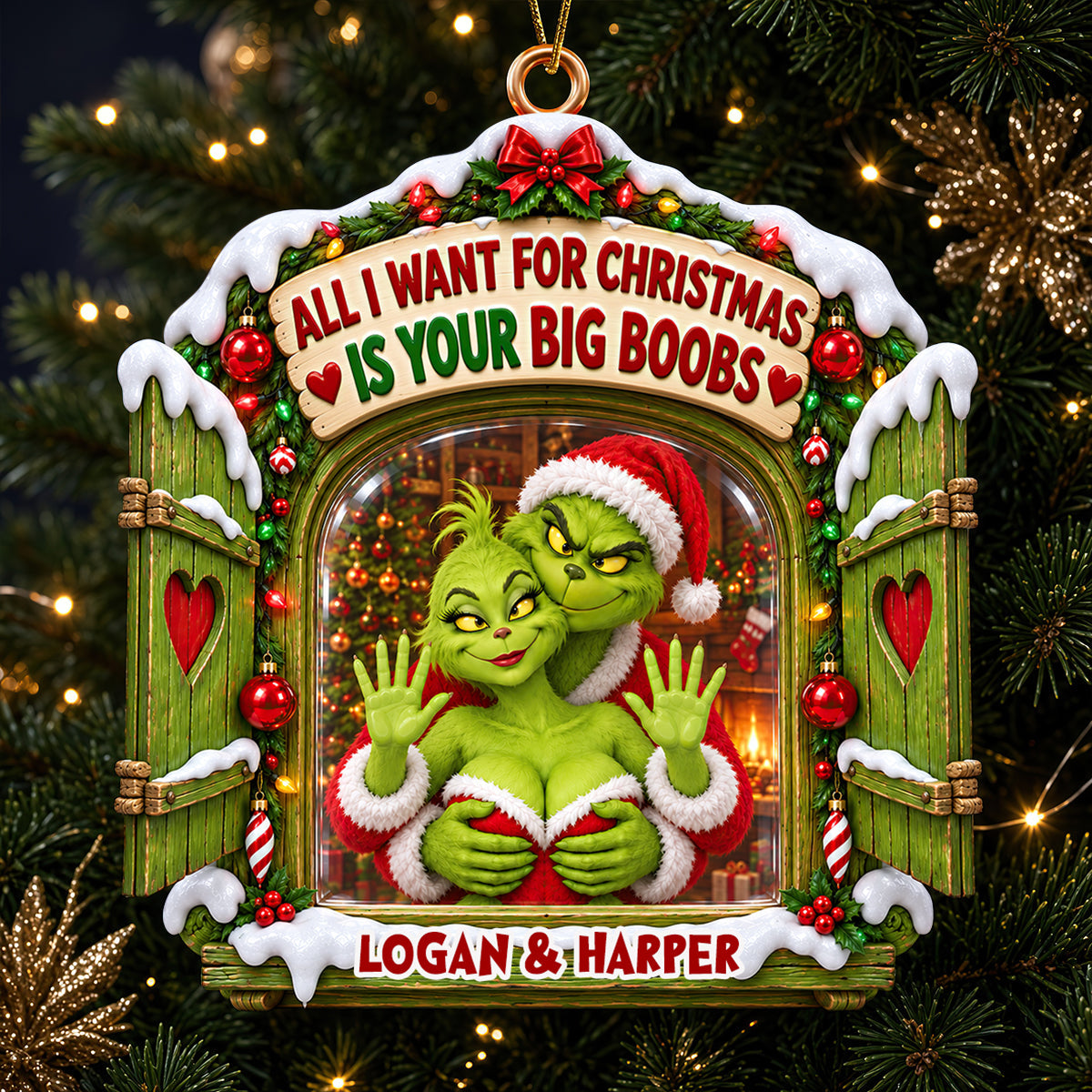 Cheeky Couple Holiday Ornament - Personalized Christmas Gifts For Couple 07ohdt071026 Ornament PopCulturePrints