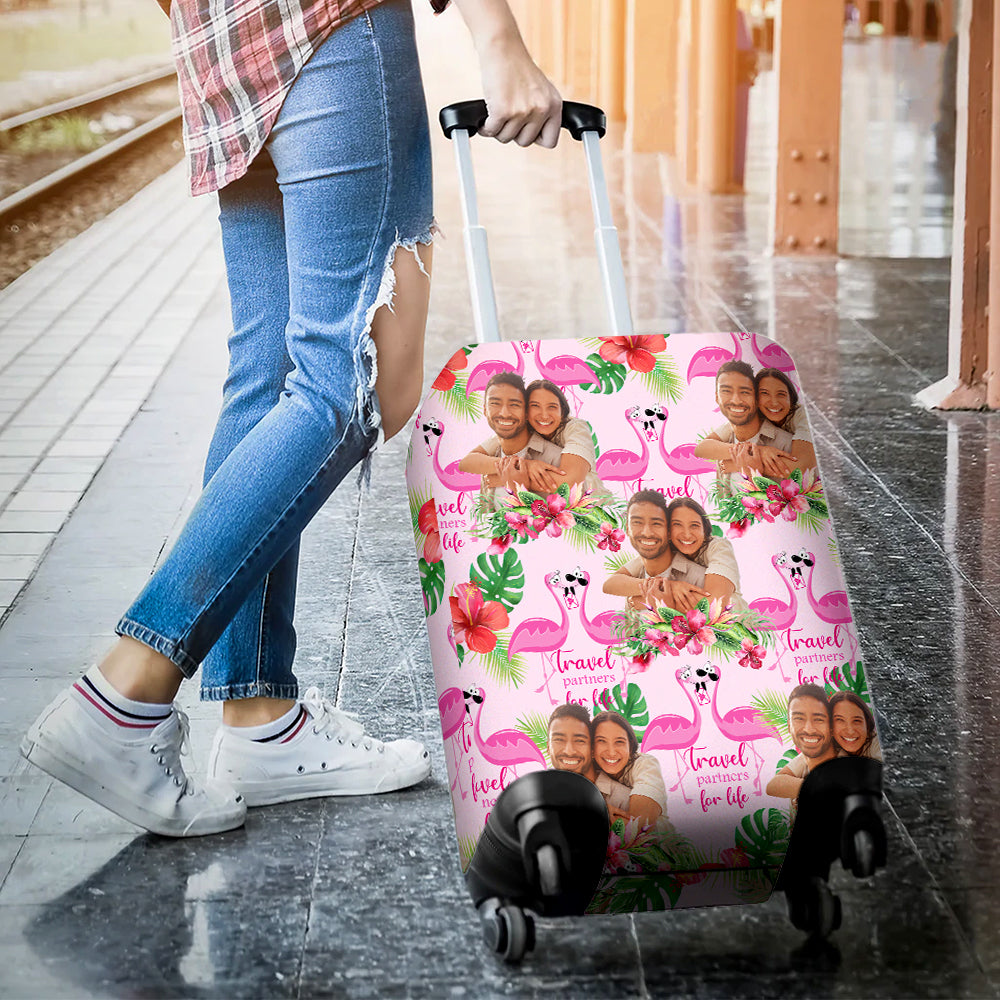 Personalized Couple Luggage Cover - Travel Partners for Life Luggage Covers PopCulturePrints