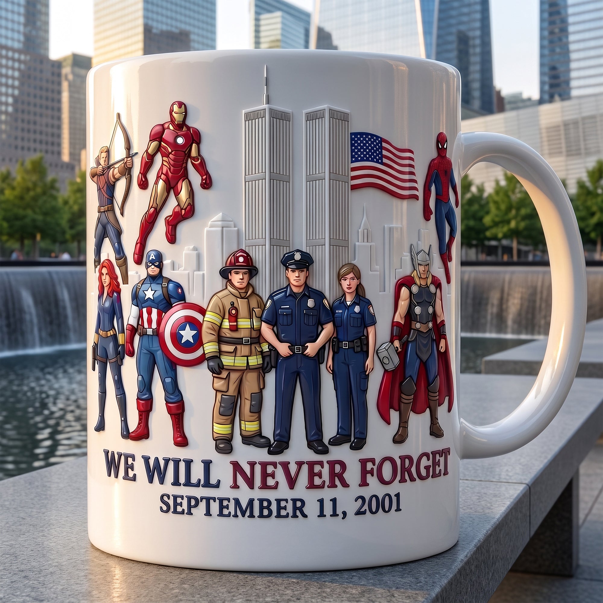 “We Will Never Forget” – Personalized Tribute Mug for Patriots