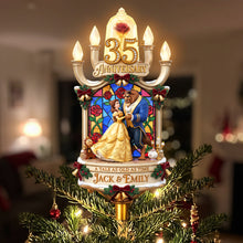 Load image into Gallery viewer, Enchanted Love 35th Anniversary Tree Topper - Customized Christmas Gift for Couples Ornament PopCulturePrints
