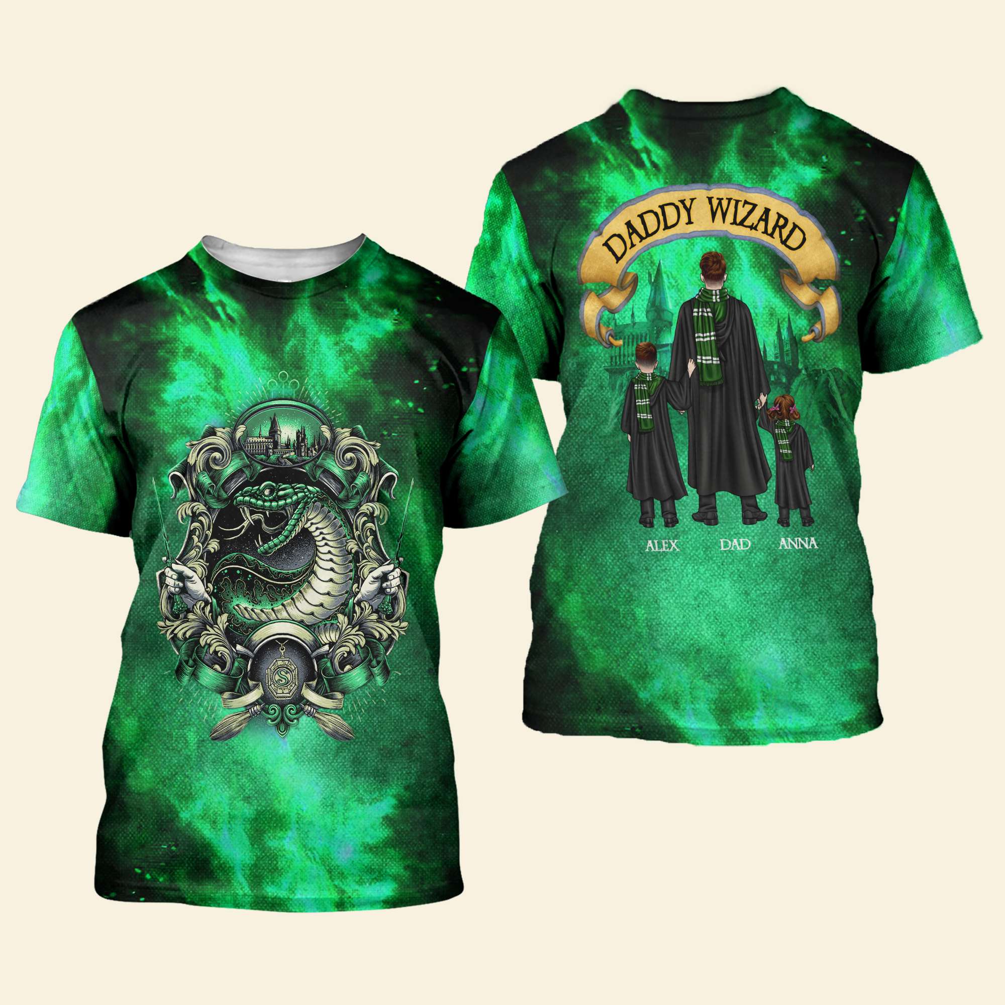 Personalized Daddy Wizard Family T-Shirt