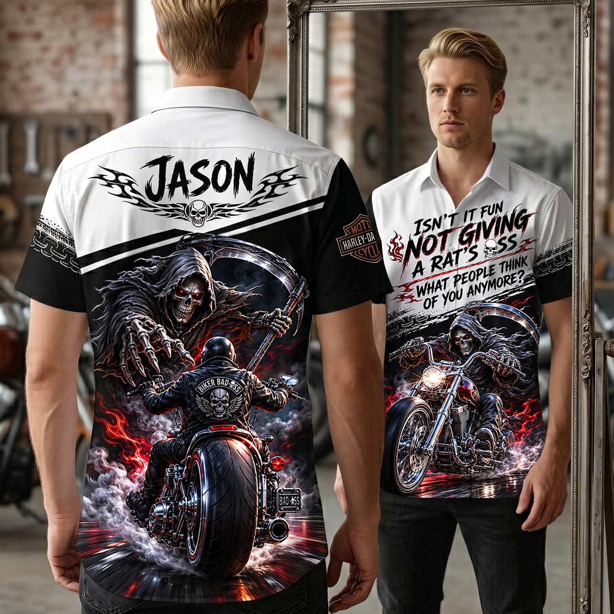 Isn't It Fun Not Giving A Rat's Ass? - Rough Badass Motorcycle Hawaiian Shirt - Personalized Gift for Bikers