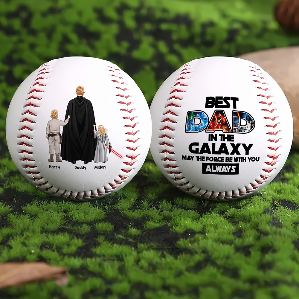 “Best Dad In The Galaxy” - Personalized Baseball Gift for Dad Baseball PopCulturePrints
