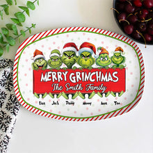 Load image into Gallery viewer, Personalized Grinch Family Christmas Plate Plates PopCulturePrints
