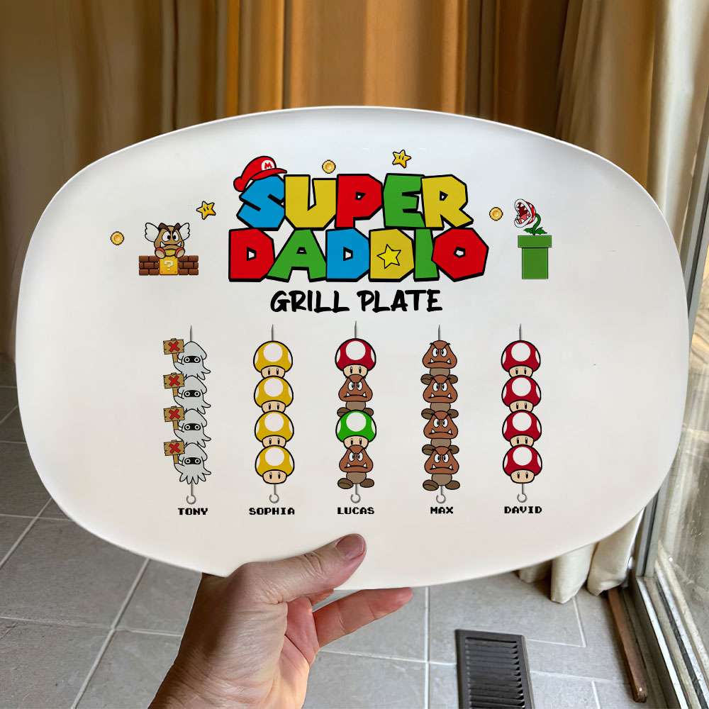 Super Dad Grill Plate - Personalized Family Design Resin Plate PopCulturePrints