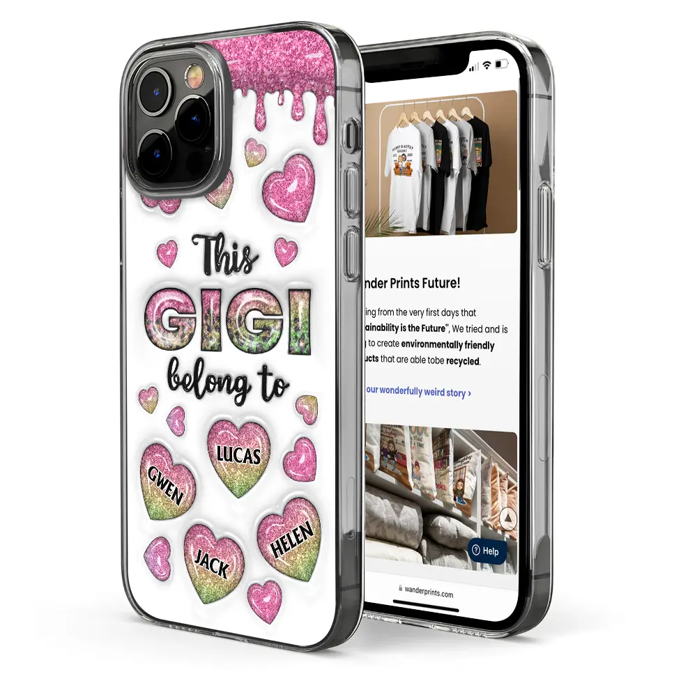 This Mom Belongs To - Personalized Heart Icon 3D Inflated Effect Phone Case Clear Phone Case PopCulturePrints