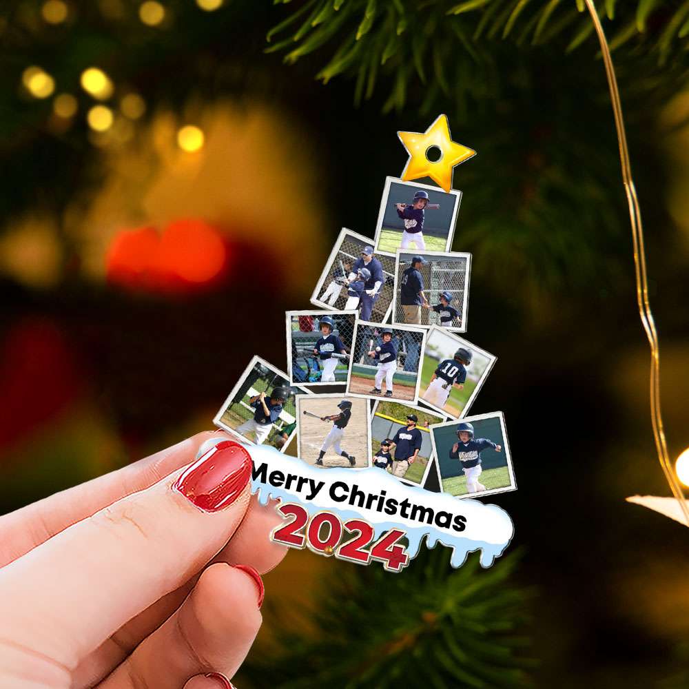 Custom Baseball Photo Christmas Ornament - Personalized 2024 Gift Ornament PopCulturePrints