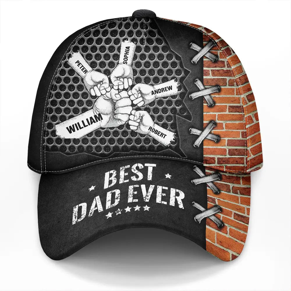 Best Dad Ever Fist Bump Silver - Personalized Classic Cap Classic Cap PopCulturePrints