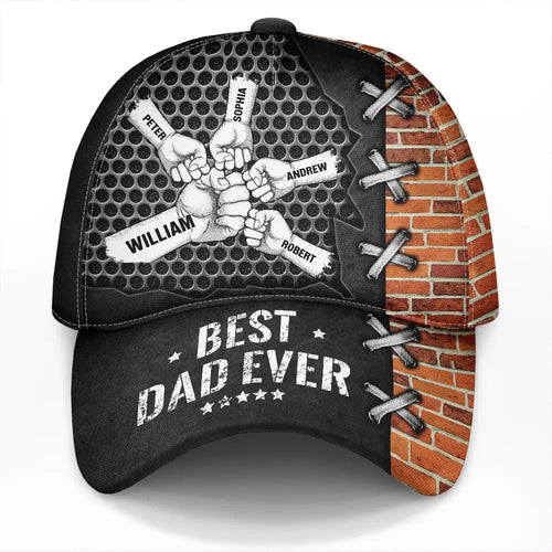 Best Dad Ever Fist Bump Silver - Personalized Classic Cap Classic Cap PopCulturePrints