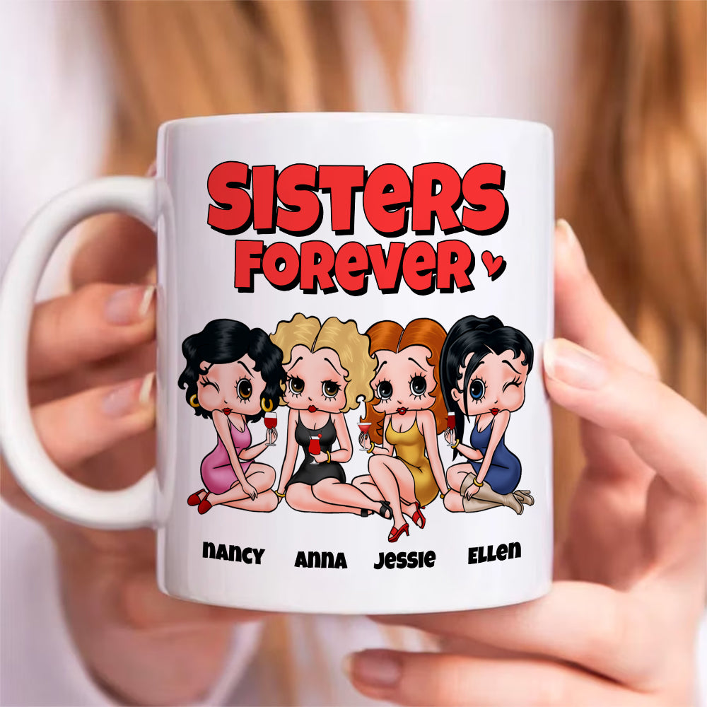Sisters Forever Personalized Besties Coffee Mug Coffee Mug PopCulturePrints