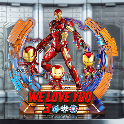 We Love You 3000: Iron Dad Plaque - Personalized Gift for Dad, Grandpa, and Superheroes Shaped Plaques PopCulturePrints