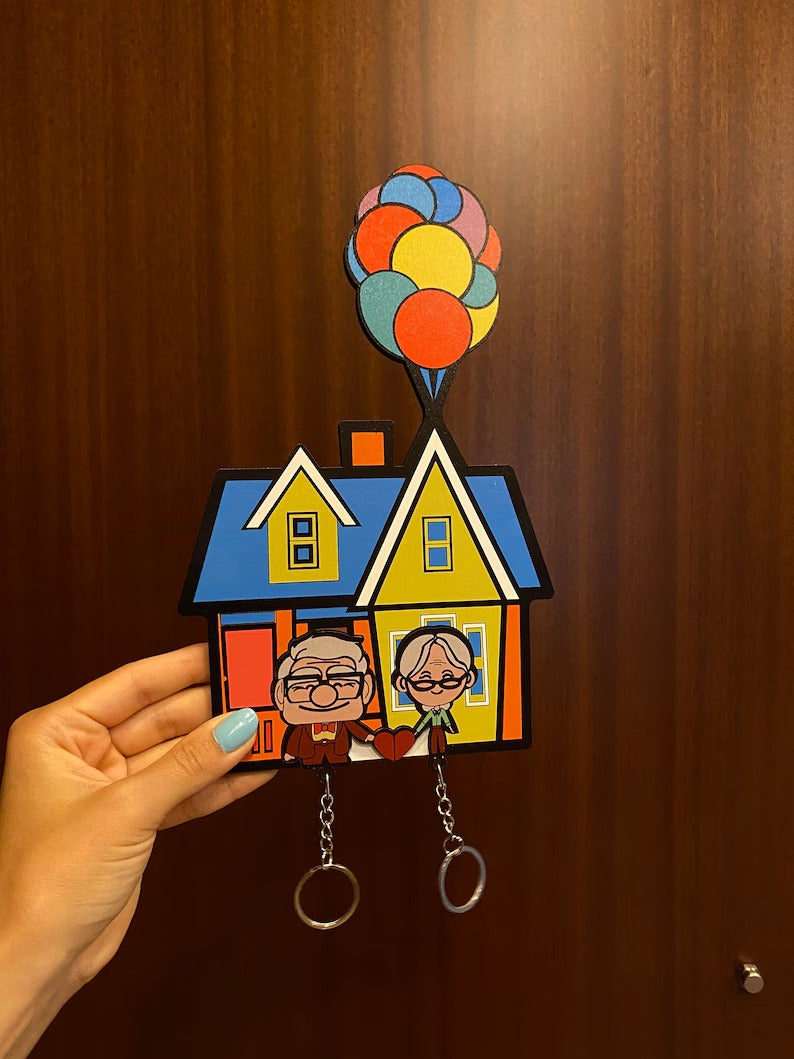 Personalized Couple Key Holder - Up Inspired House and Balloons