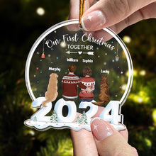 Load image into Gallery viewer, Personalized Our First Christmas Together Acrylic Ornament with Dogs - 2024 Custom Shaped Acrylic Ornament PopCulturePrints
