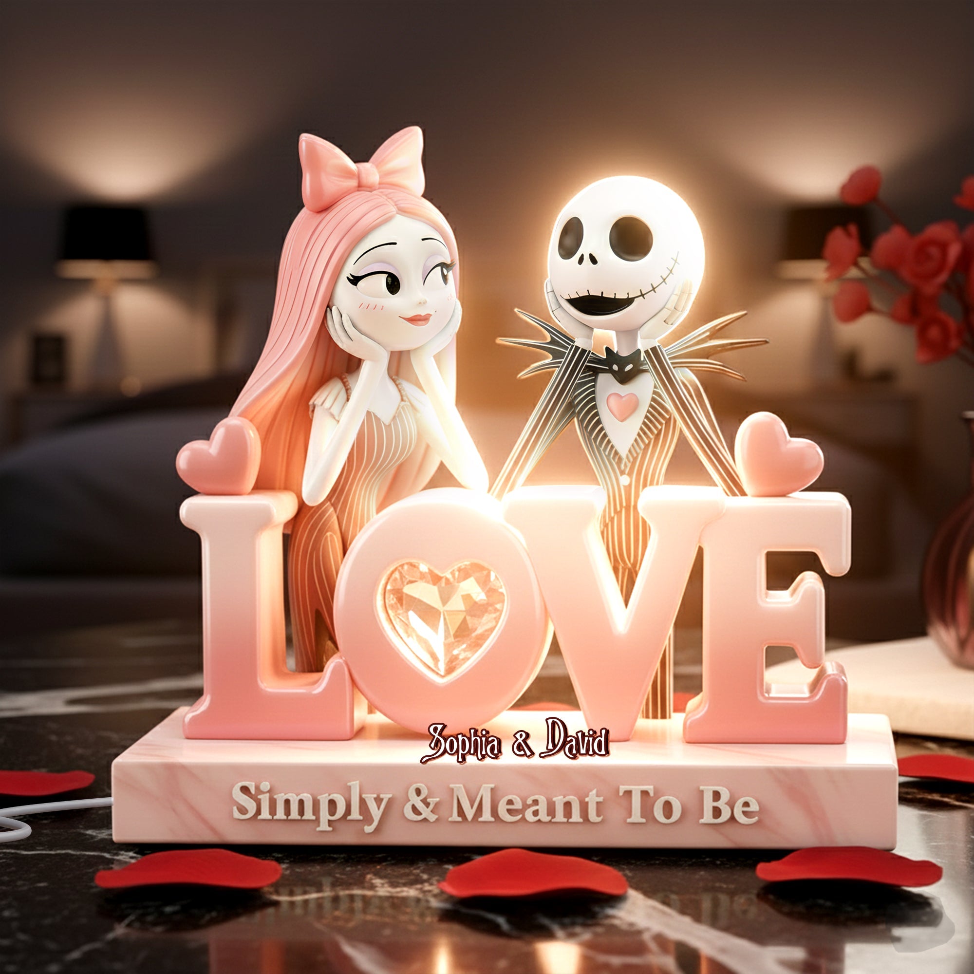 Simply & Meant To Be - Spooky Couple Light Box Personalized Gift Light Box PopCulturePrints