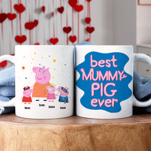 Load image into Gallery viewer, Personalized Best Mummy Pig Ever Coffee Mug Coffee Mug PopCulturePrints
