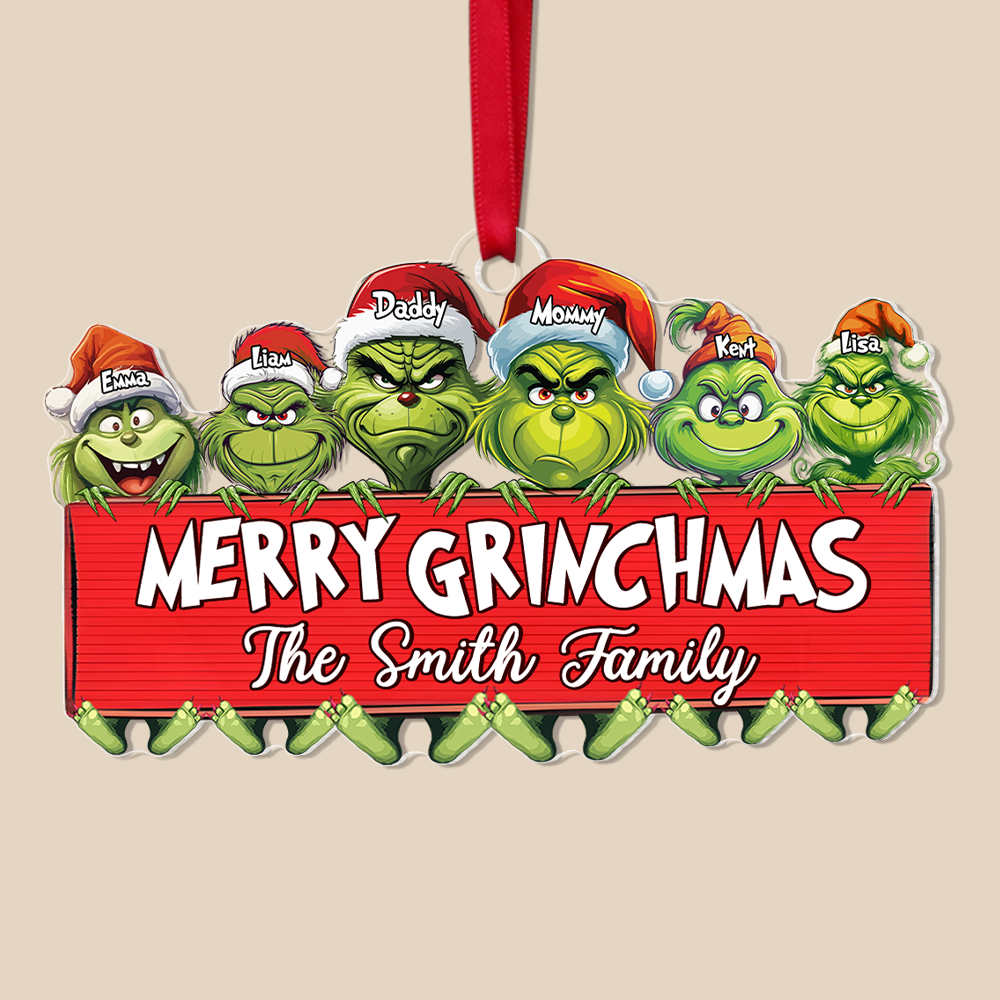 Personalized Merry Grinchmas Family Christmas Ornament Ornament PopCulturePrints