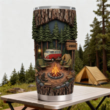 Load image into Gallery viewer, "Embrace the Great Outdoors" - Campfire Adventure 20oz Tumbler - Personalized Gift for Camping Lovers Tumbler Cup PopCulturePrints
