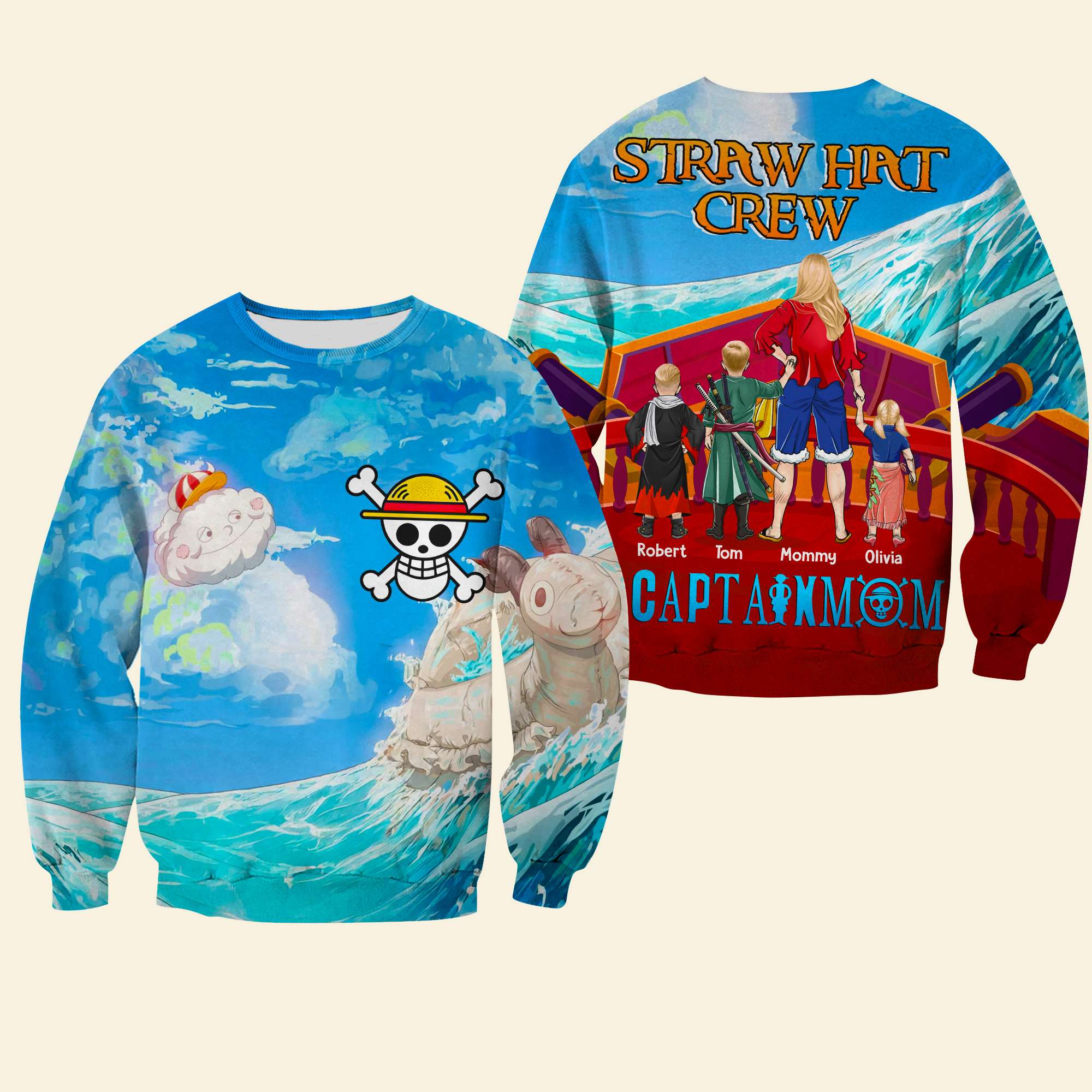 “Every Day is an Adventure with Mom” - Personalized Captain Mom T-shirt - Gift for Pirate Moms, Grandma, and More! AOP Products PopCulturePrints