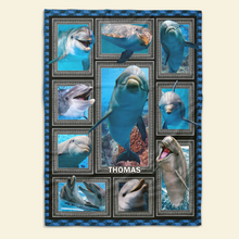 Load image into Gallery viewer, Personalized Dolphin Lover Blanket - Perfect Gift for Ocean Enthusiasts Blanket PopCulturePrints
