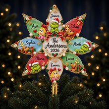 Load image into Gallery viewer, “Celebrate Togetherness with Love” - Personalized Christmas Family Tree Topper - Custom Gift for Family &amp; Friends Ornament PopCulturePrints
