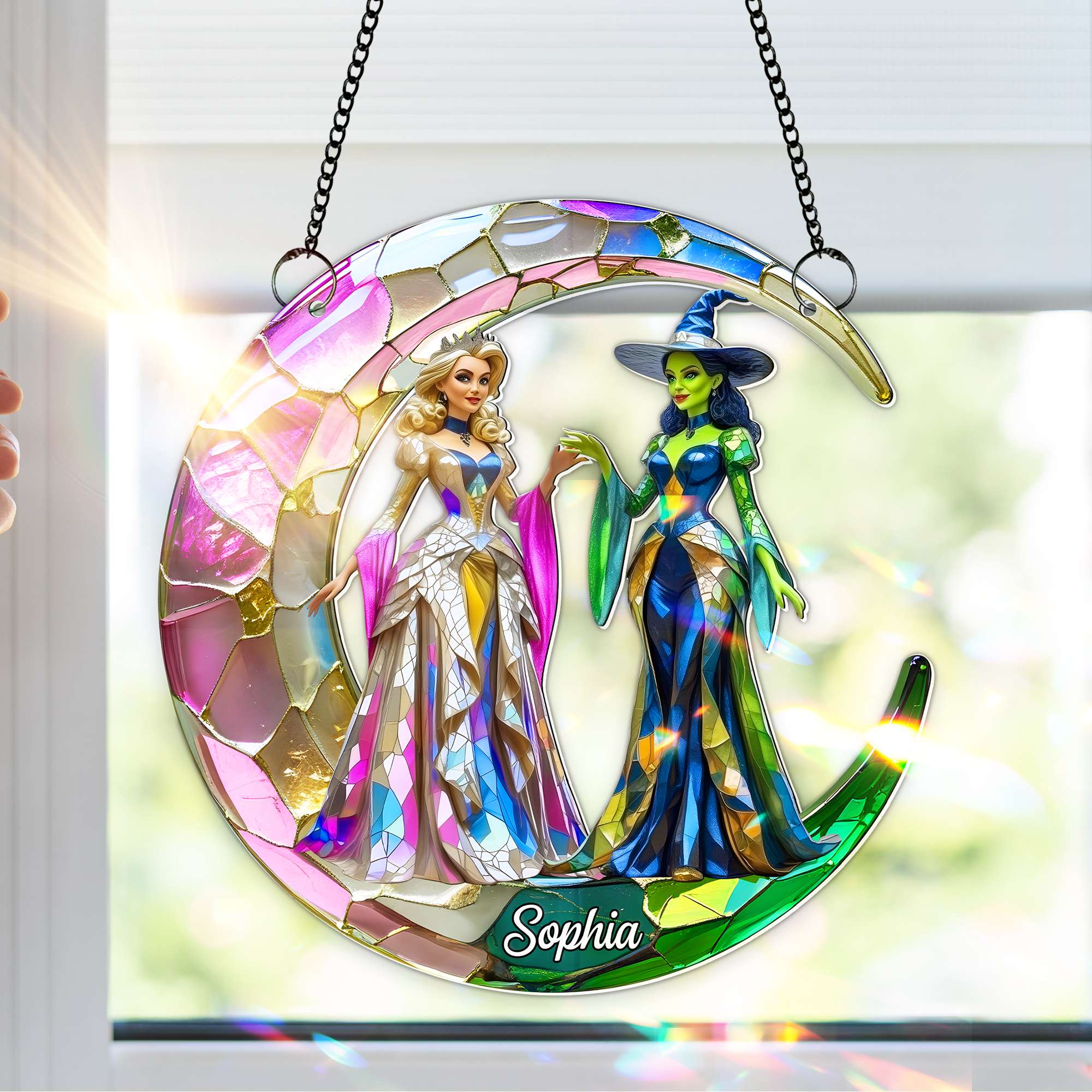 "Illuminate Your Space with Enchantment" - Good x Green Witch Suncatcher Ornament - Personalized Gift for Music Lovers Ornament PopCulturePrints