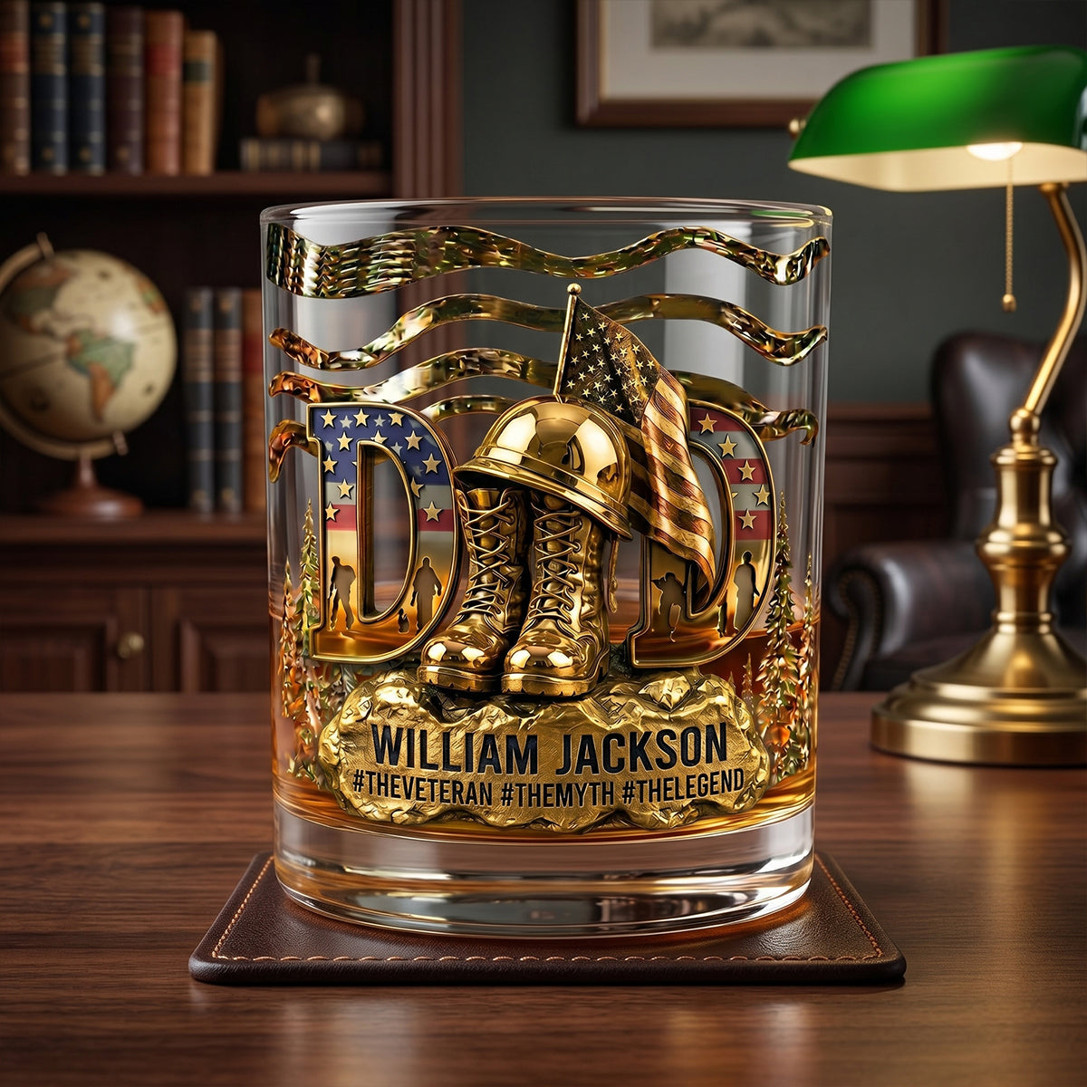 "A Toast to Our Heroes" - Proud Veteran Dad Drinking Glass - Custom Personalized Gift for Dads, Grandpas and Veterans Glass PopCulturePrints