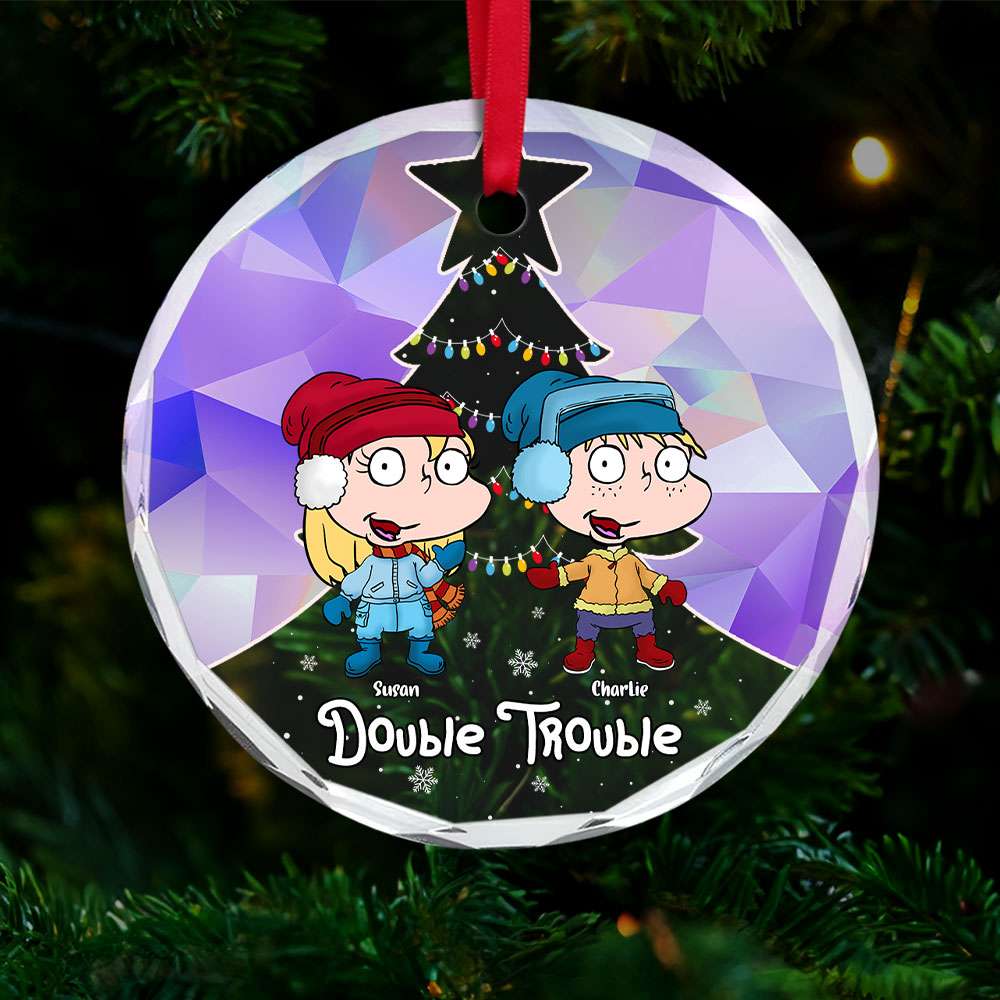 Personalized Double Trouble Kids Crystal Ornament Ornament PopCulturePrints
