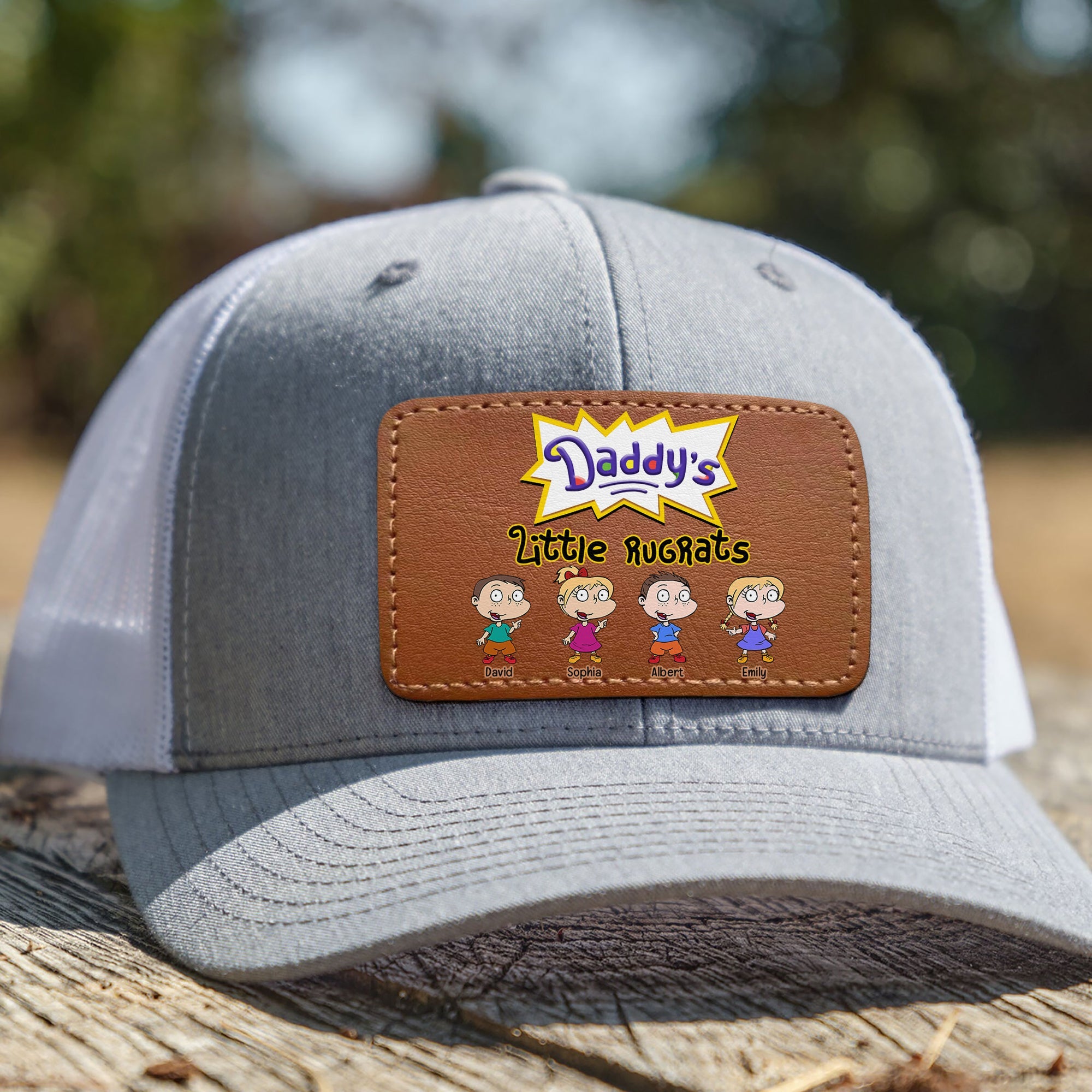 Custom Leather Patch Hat for Dad - Daddy's Little Rugrats