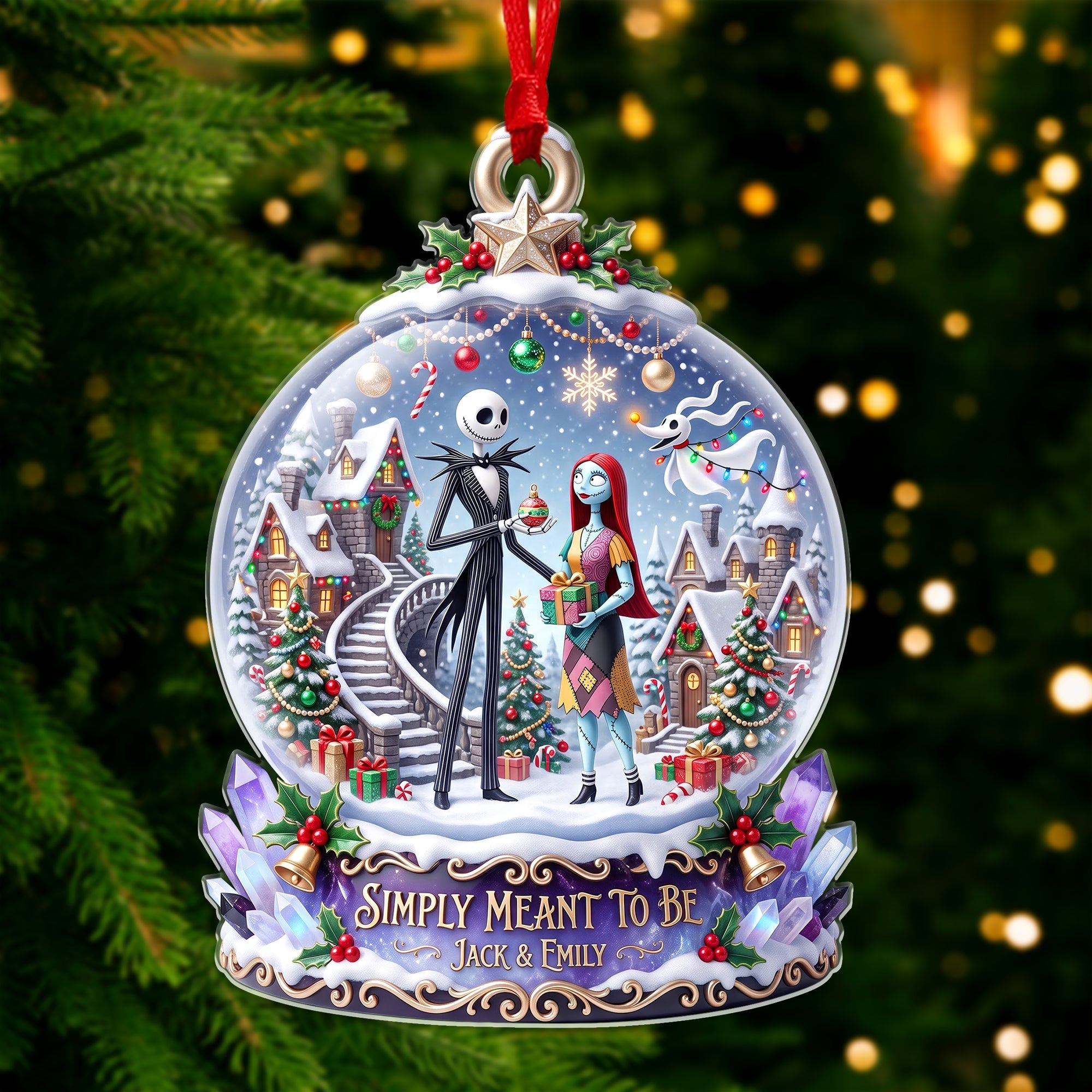 "Spooky In Love" - A Personalized Acrylic Ornament for Couples - Unique Christmas Gift