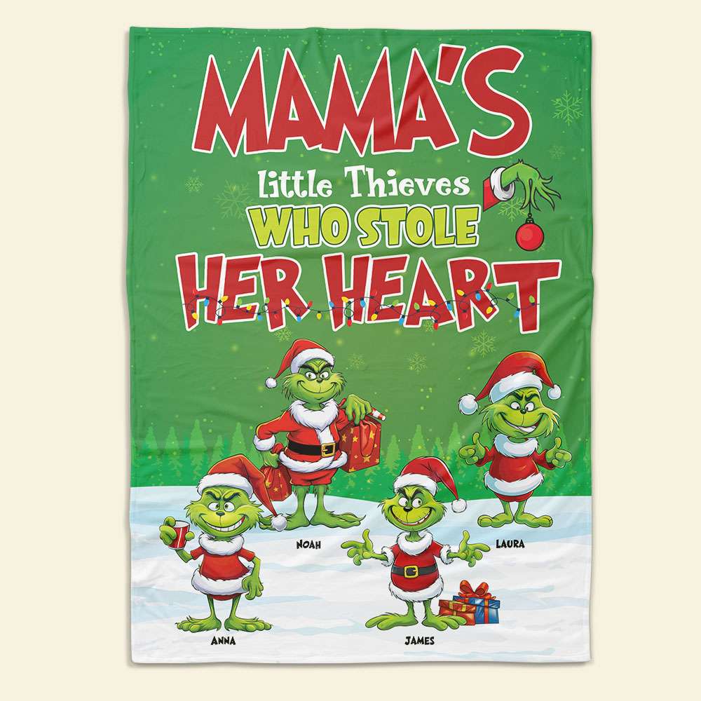 Personalized Christmas Blanket for Mama - Little Heart Thieves Blanket PopCulturePrints