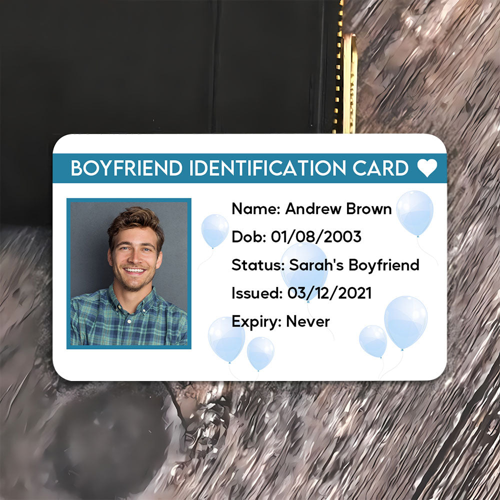 Personalized Boyfriend Identification Card Gift Wallet Card PopCulturePrints