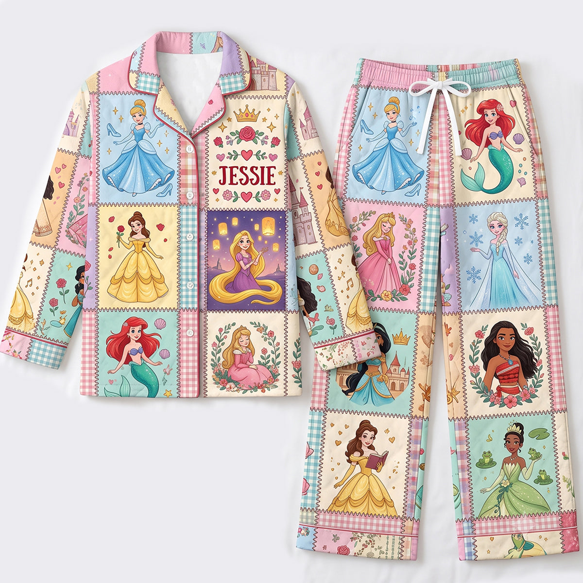 Dreamy Childhood Princess Button Up Pajama Set - Personalized Gift for Kids