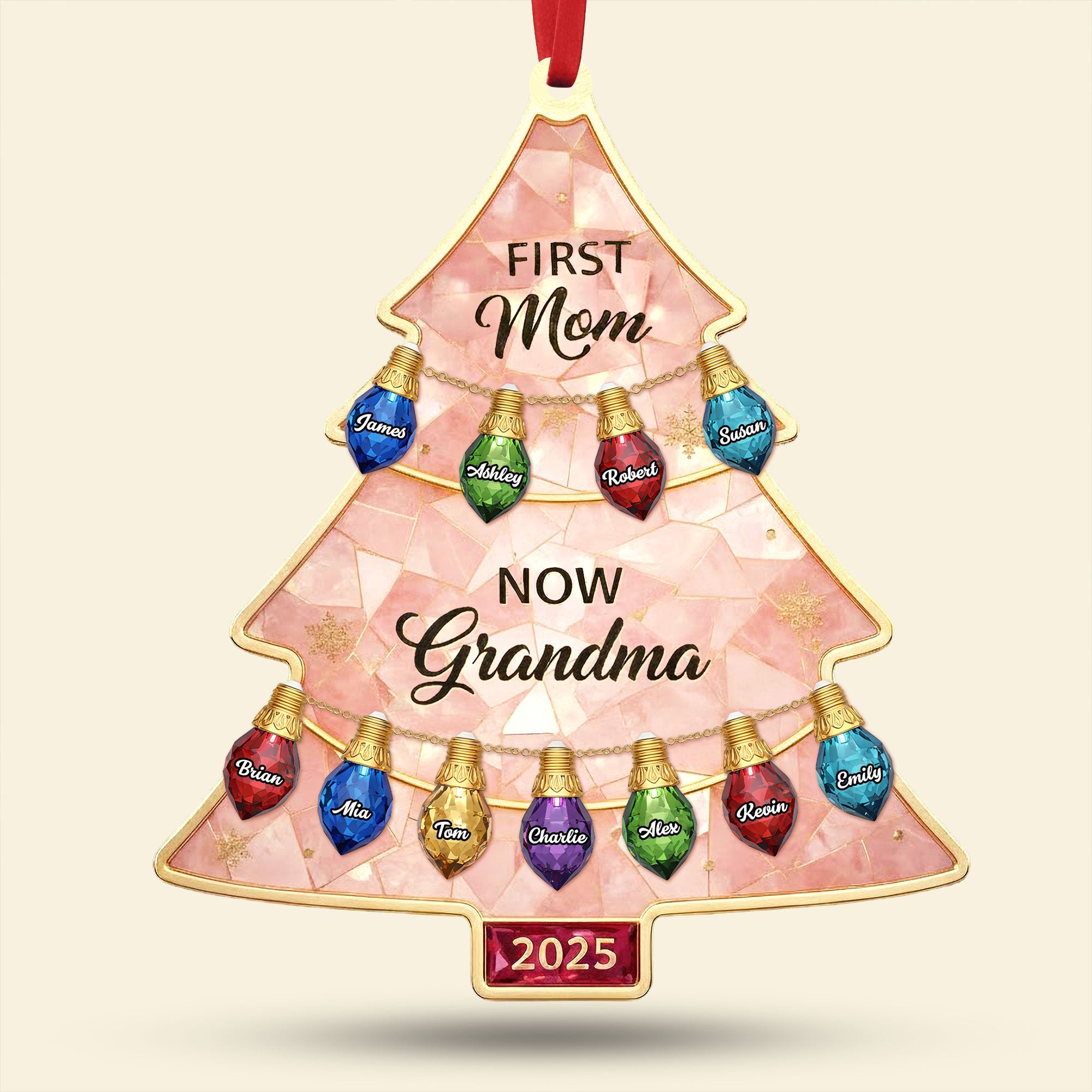 "First Mom, Now Grandma" - Personalized Christmas Tree Ornament - Gift for Mom, Grandma, & Family Ornament PopCulturePrints