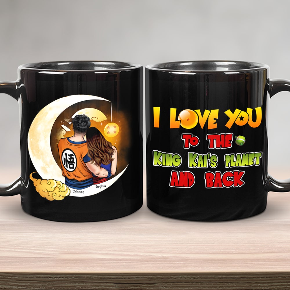 Personalized Dragon Couple Mug | I Love You to King Kai's Planet and Back | Valentine's Day Gifts Coffee Mug PopCulturePrints