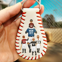 Load image into Gallery viewer, Drive Safe Daddy - Personalized Leather Baseball Keychain Leather Baseball Keychain PopCulturePrints
