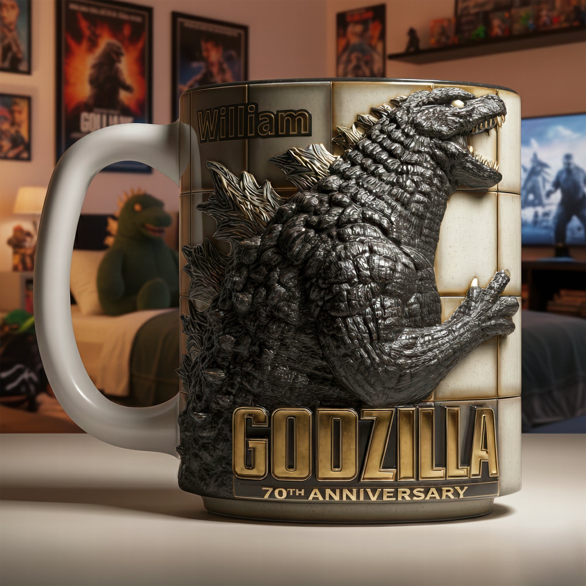 “Roar of the King: Celebrate 70 Years of Godzilla” - Giant Creature Coffee Mug, Personalized Gift for Fans Coffee Mug PopCulturePrints