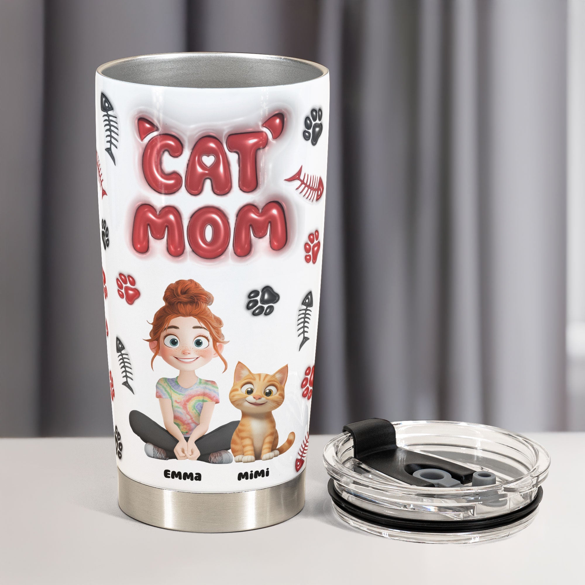 Lovely Cat Mom - Personalized Tumbler Cup for Cat Lovers Tumbler Cup PopCulturePrints