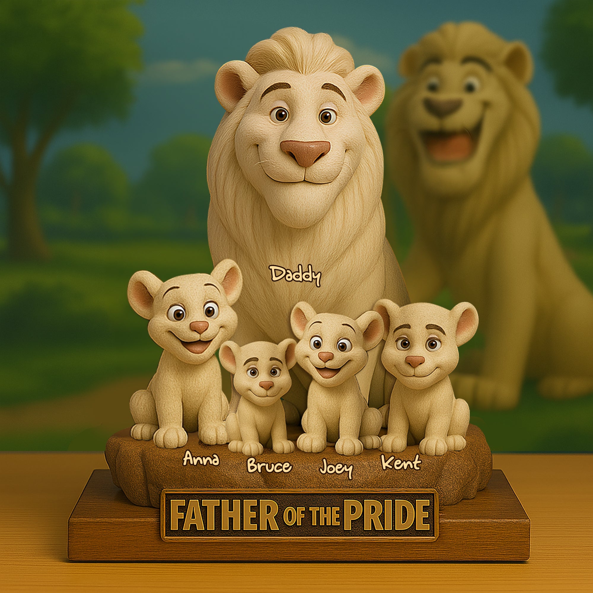 Love Like A Lion: Personalized Lion Dad Of The Pride Acrylic Plaque - Perfect Gift for Father & Grandpa Shaped Plaques PopCulturePrints