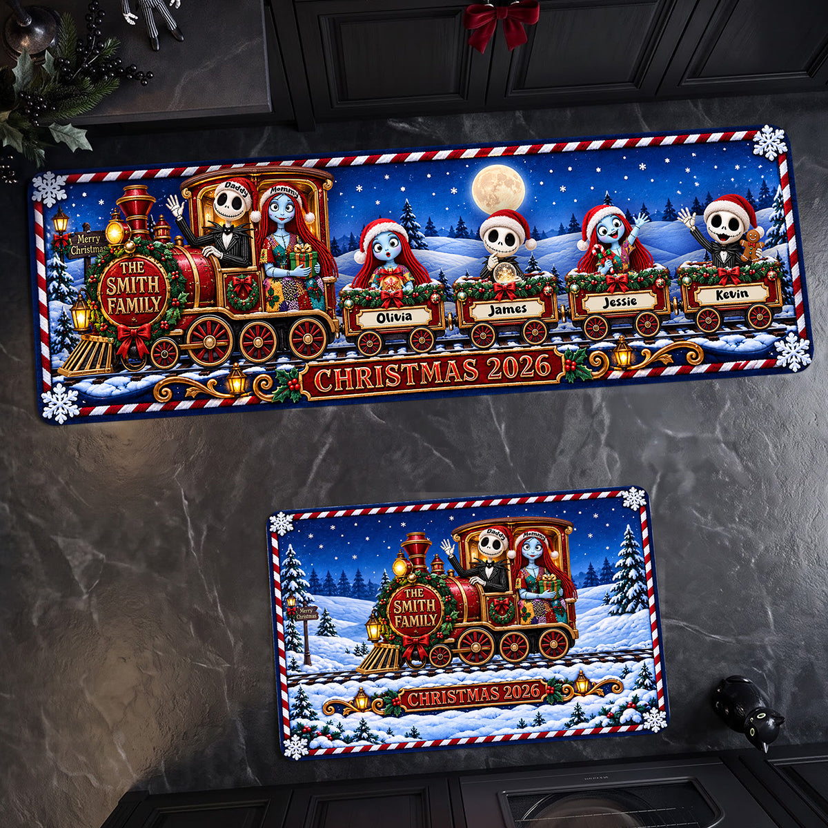 The Spooky Express Family Runner Rug - Personalized Gifts For Family 03TYTA220926 Doormat PopCulturePrints