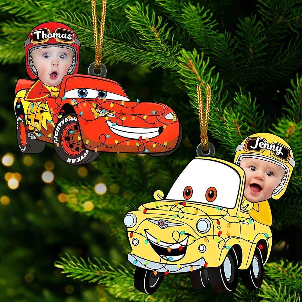 Personalized Kids' Christmas Cartoon Car Ornament Ornament PopCulturePrints