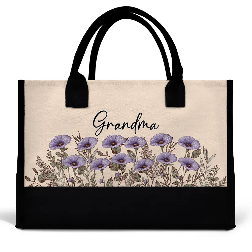 Grandma's Love Blooms – Personalized Canvas Tote Bag for Special Moments Canvas Tote Bag PopCulturePrints