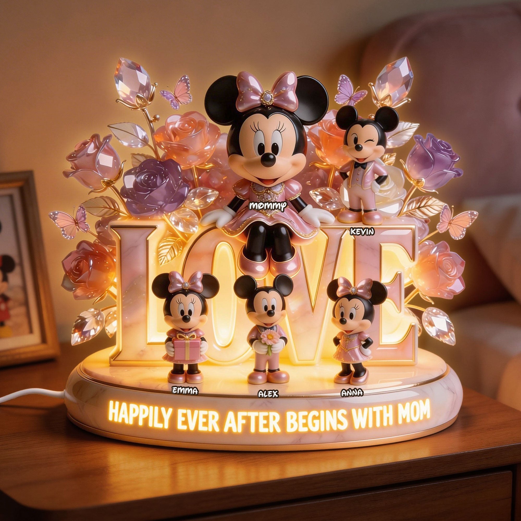 Happily Ever After Begins With Mom - Personalized Acrylic Light Box for Mother's Day Light Box PopCulturePrints