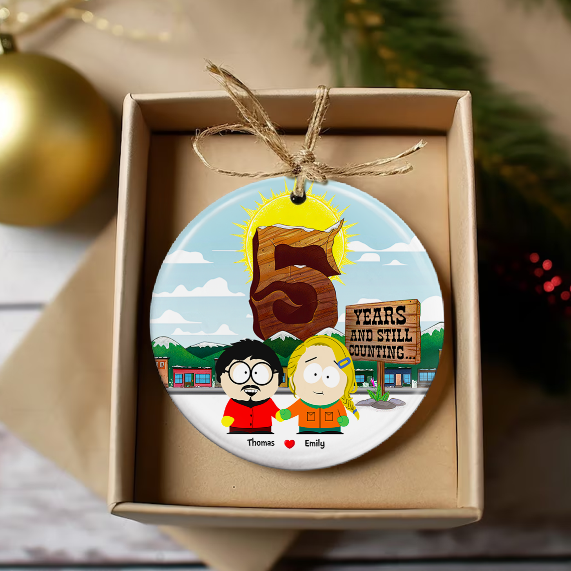 Custom 2nd Anniversary Valentine's Day Gifts Christmas Ornament for Couples Ornament PopCulturePrints