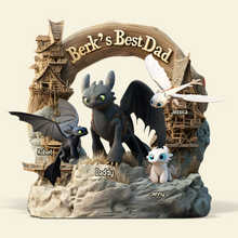 Load image into Gallery viewer, “Berk’s Best Dad” - Unique Custom Dragon Dad Plaque - Personalized Gift for Dads, Grandpas &amp; Fathers Shaped Plaques PopCulturePrints
