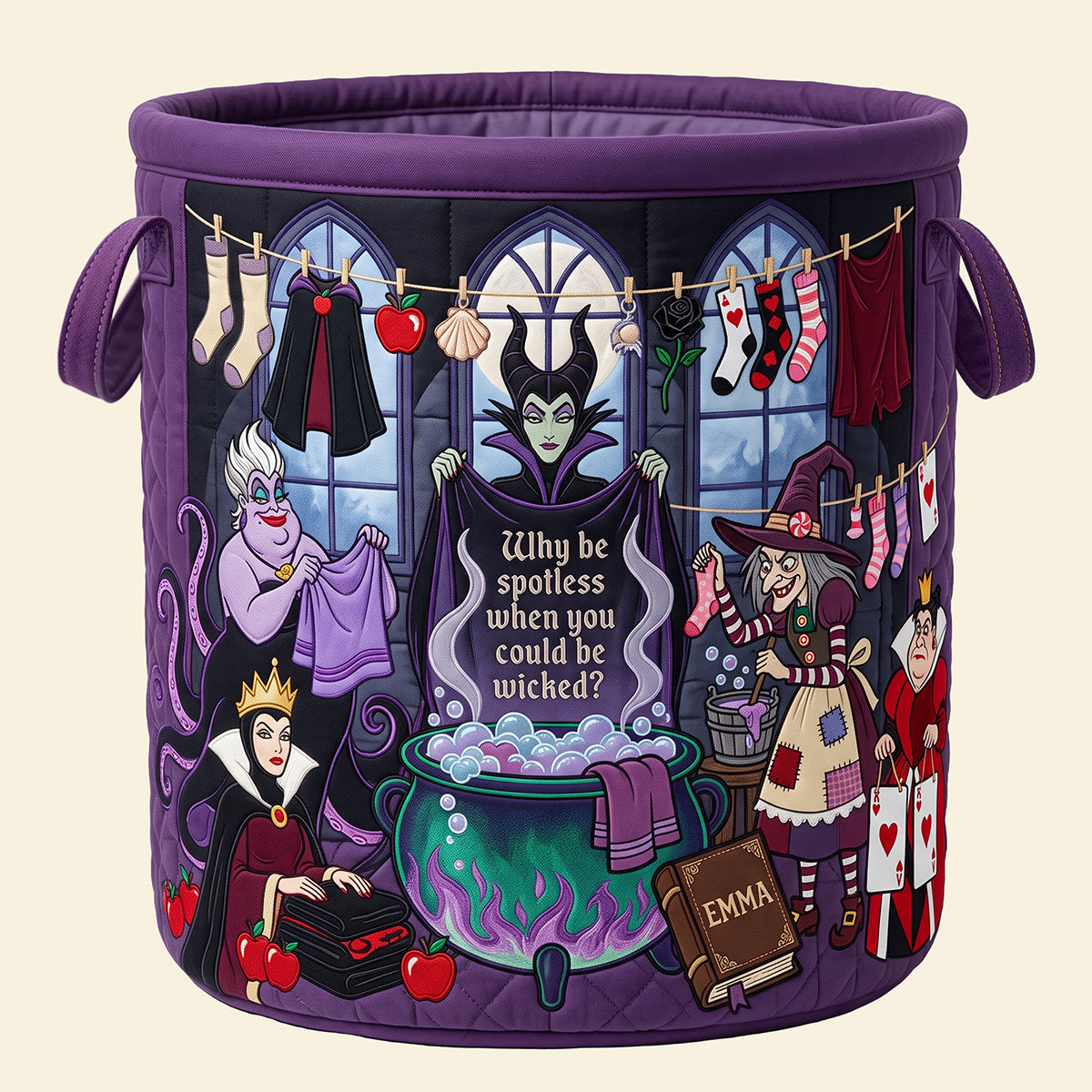 Why Be Spotless When You Could Be Wicked? - Personalized Villains Doing Laundry Basket