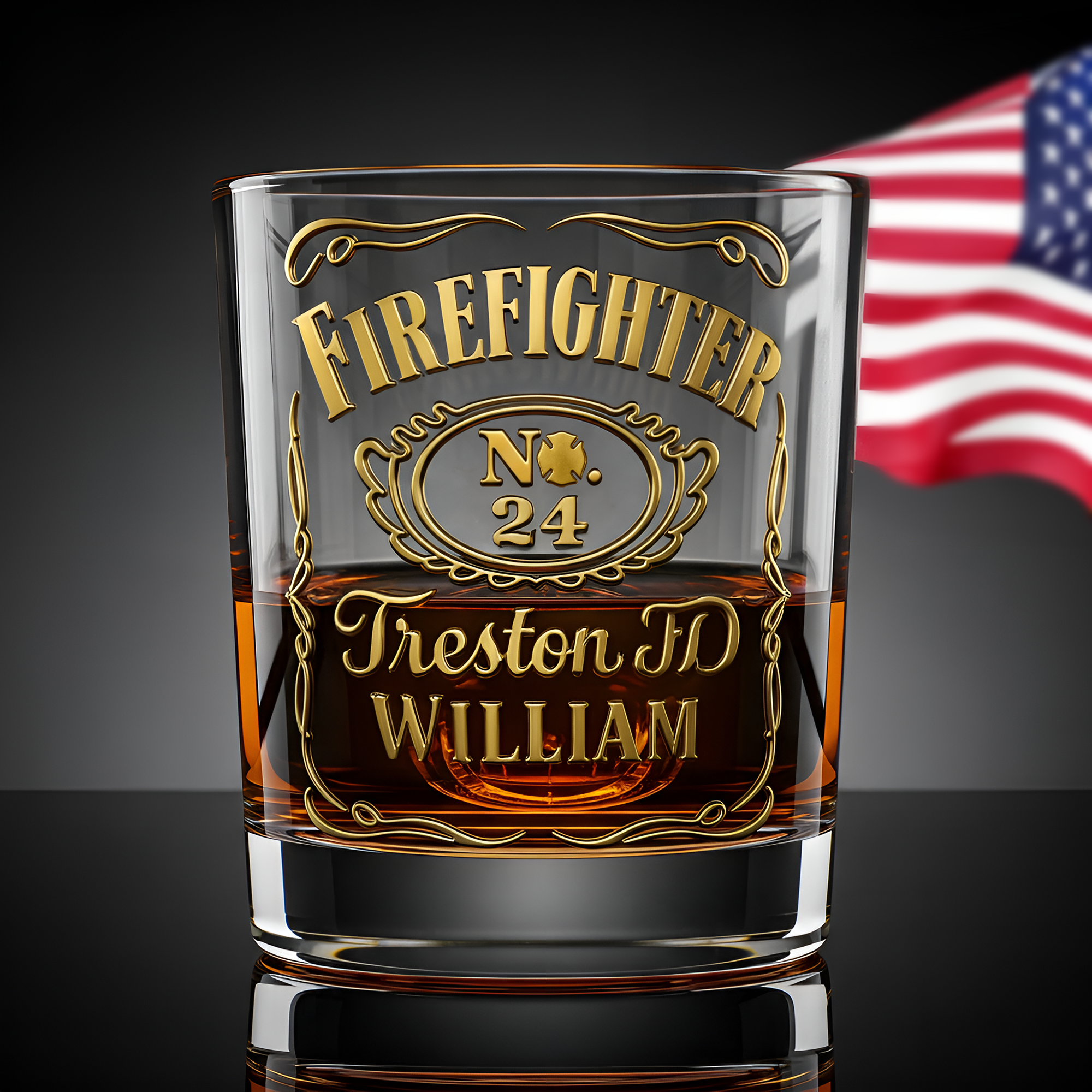 Celebrate the Bravery - Personalized Firefighter Whiskey Glass Whiskey Glass PopCulturePrints