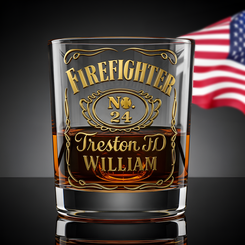 Celebrate the Bravery - Personalized Firefighter Whiskey Glass Whiskey Glass PopCulturePrints
